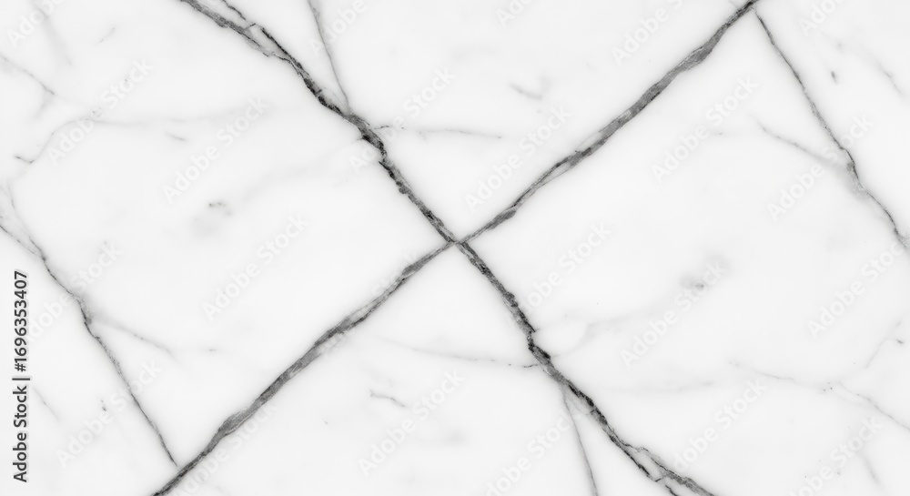 Obraz premium White marble texture with dark veins forming an X pattern.