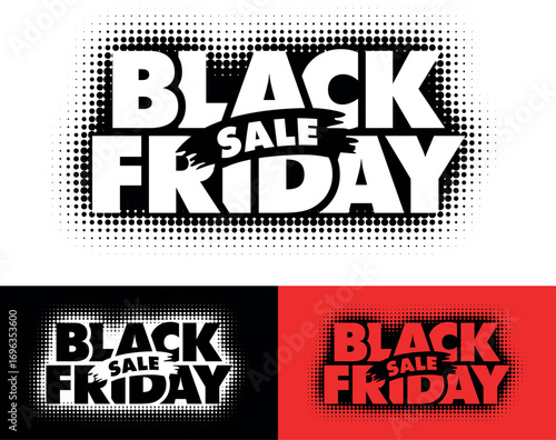 Black Friday headline in stamp, spray mark, graffiti style. Monochrome vector for advertising, sale event invitation