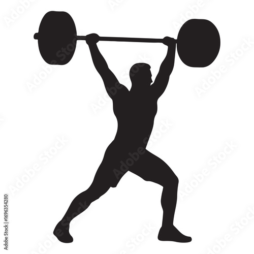 Vector art of silhouette of a weightlifter lifting barbell