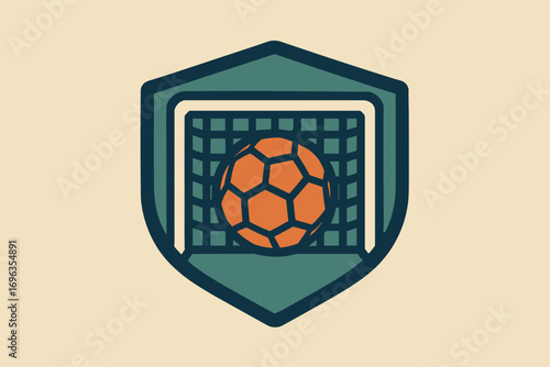 Goal scored in soccer game, ball in net.