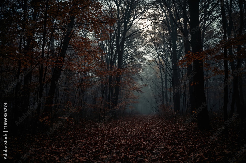 Fototapeta premium Forest bathed in fall sunlight
