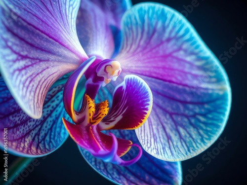 Glowing Purple Pink and Blue Orchid Close Up