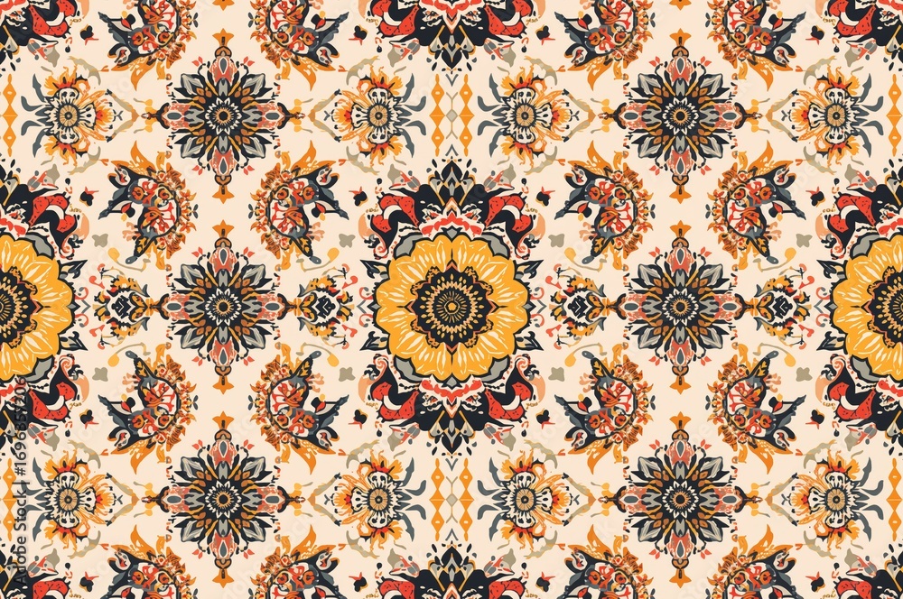 Trendy vector art featuring traditional floral designs Trendy vector art featuring traditional floral designs