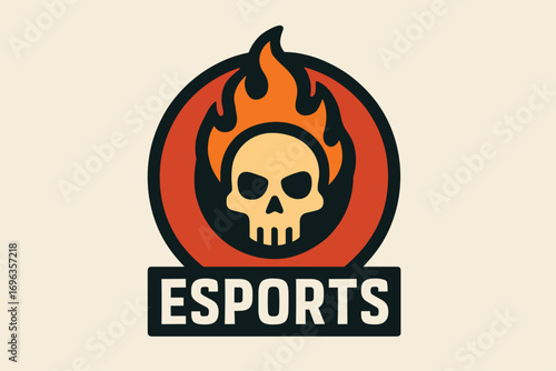 Fiery Skull Esports Logo - A Bold Emblem of Gaming Prowess and Intensity.