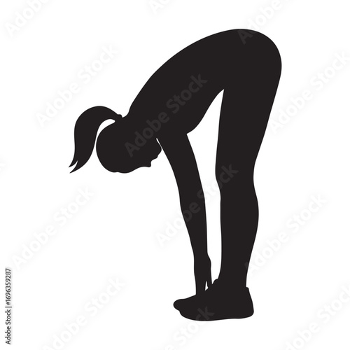 Vector art of silhouette of a woman stretching forward