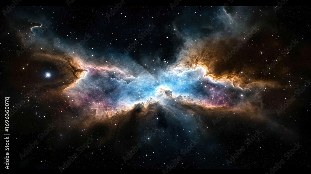 Fototapeta premium A massive star at the center of a celestial body surrounded by numerous stars, and a vast sky adorned with countless stars