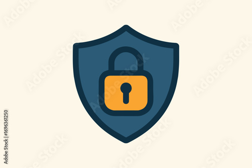 Security Shield with Padlock - Protection and Safety Symbol.