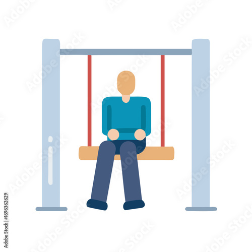 Vector art of man sitting on a swing vector illustration