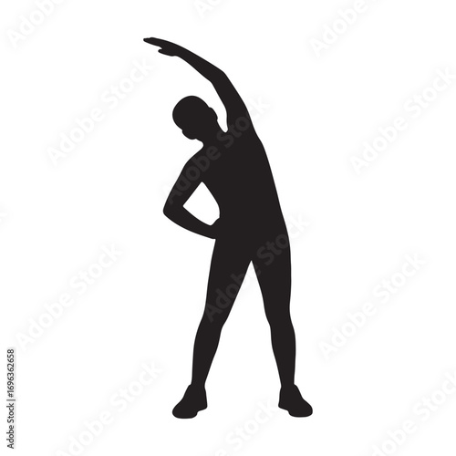 Vector art of silhouette of a person stretching sideways