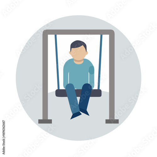 Vector art of man sitting on a swing vector illustration