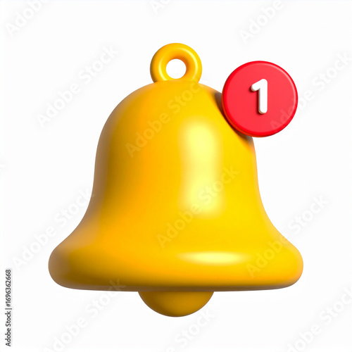 3d minimal turn-on notification concept. New update reminder. New notification alert. A bell icon ringing with a notification icon. 3d illustration.information, press, social, message, Generative Ai