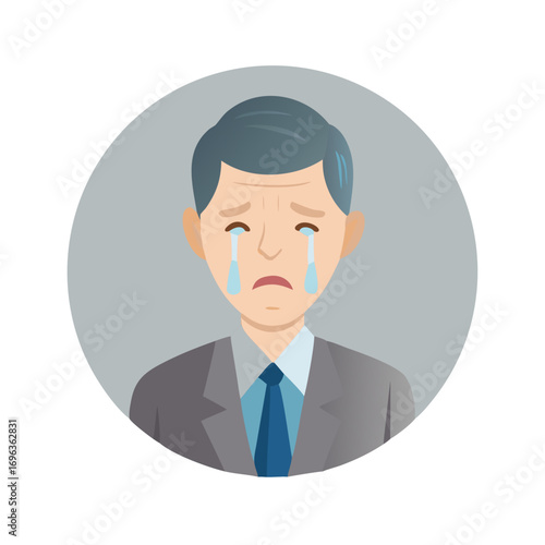 Vector art of sad man crying