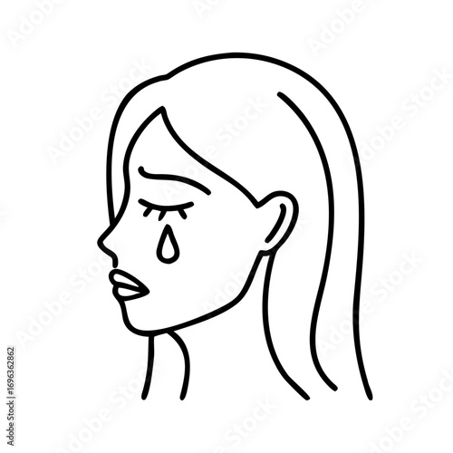 Vector art of sad woman with a tear on her face