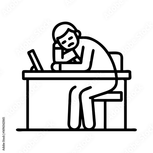 Vector art of tired man sleeping on the desk