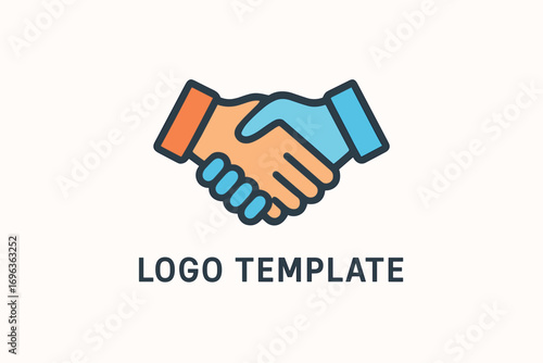 Handshake logo template for business partnership.