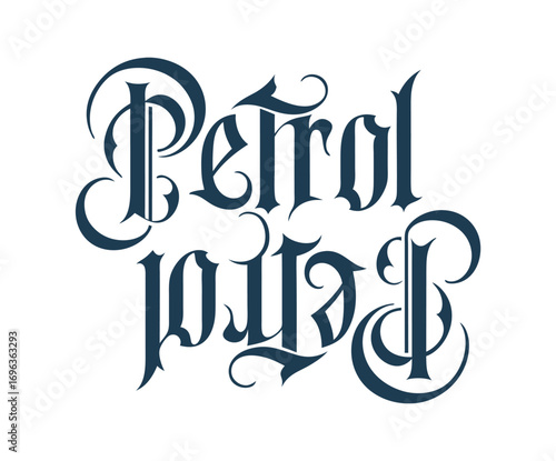 Hand lettered petrol cult typography with vintage serifs captures the essence of classic cars and motorcycle culture, perfect for garage logos and apparel