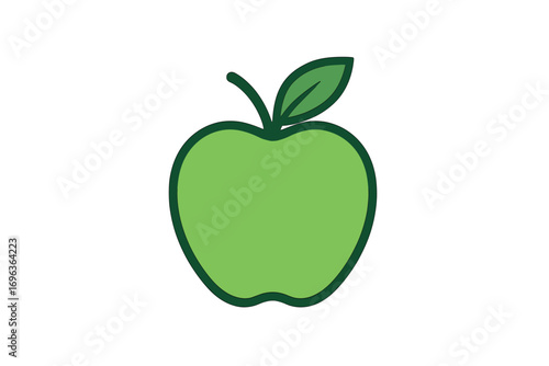 Simple green apple fruit icon with a leaf.