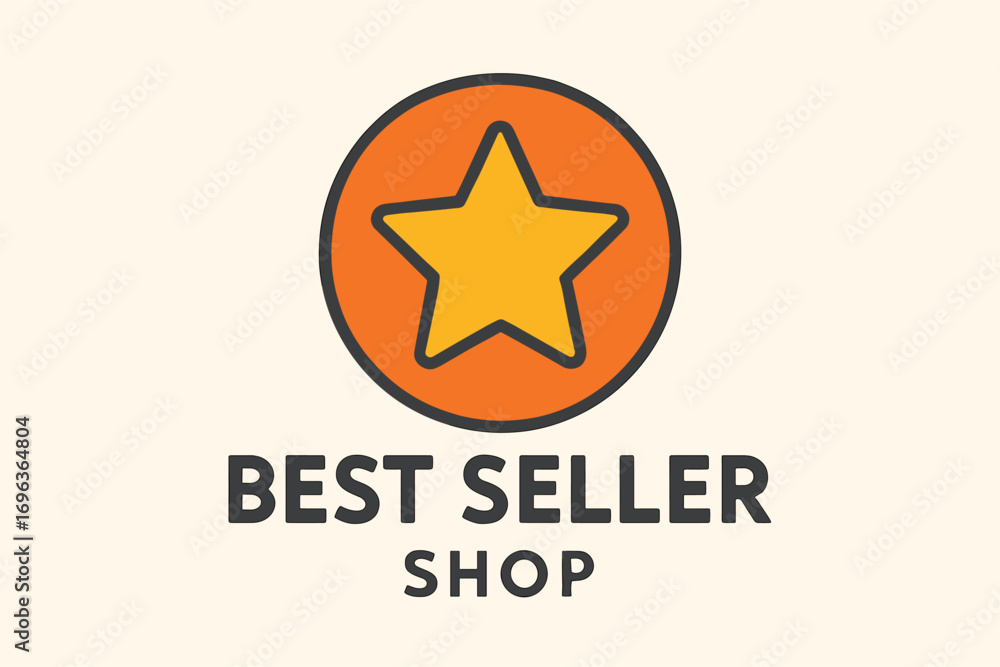 Fototapeta premium Best Seller Shop logo with a yellow star in an orange circle.