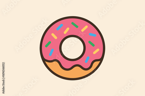 Sweet Pink Donut with Colorful Sprinkles.