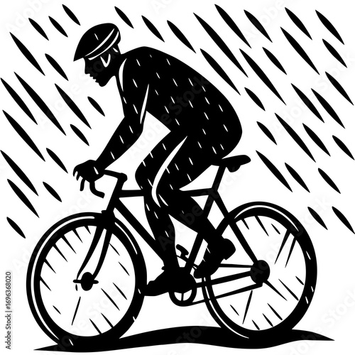  bike rider in rain silhouette
