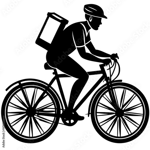 black food delivery cyclist silhouette