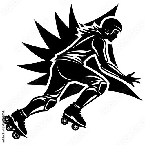 rollerblade speeding silhouette black