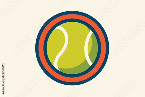 Tennis Ball Icon with Circular Border Design.