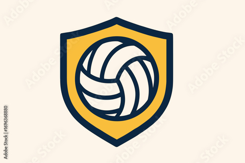 Volleyball Shield Emblem Design.