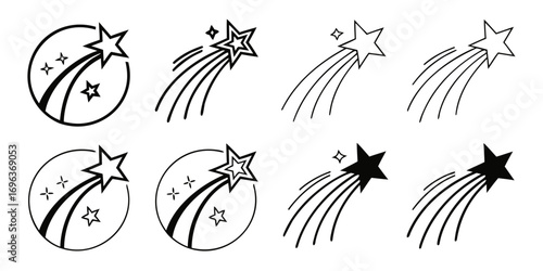 Collection of Shooting Star Icons and Symbols