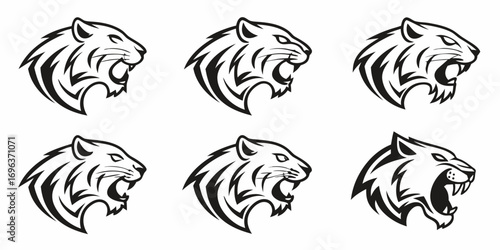 Fierce Tiger Head Logos Set