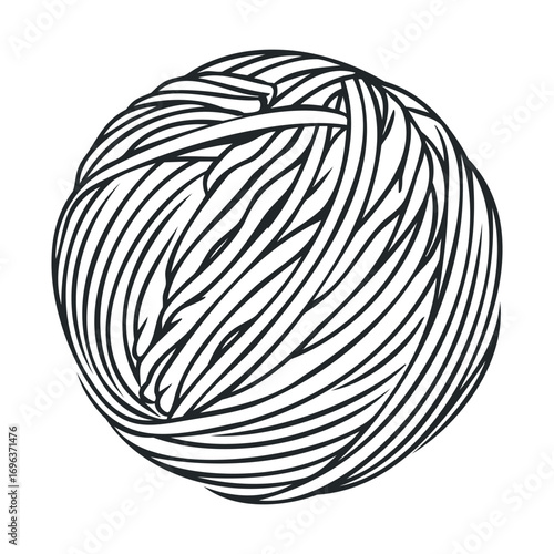 Handmade yarn ball for knitting and crafting projects at home. Vector hand drawn illustration