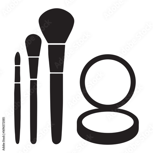 Illustration of makeup brushes and powder