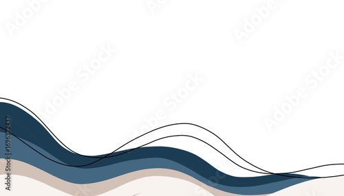 Abstract dark blue layered wave background with smooth curves and modern minimalist design.