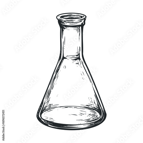 Laboratory flask design for educational materials and presentations. Vector hand drawn illustration