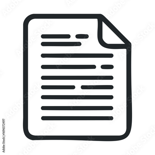 Simple document with handwritten notes for study and organization. Vector line illustration