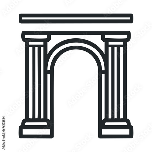 Classic arch design with columns for decorative purposes. Vector line illustration