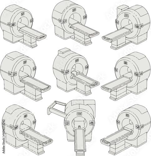 Detailed Isometric MRI Scanner Machine Diagnostic Tool Medical Equipment Illustration
