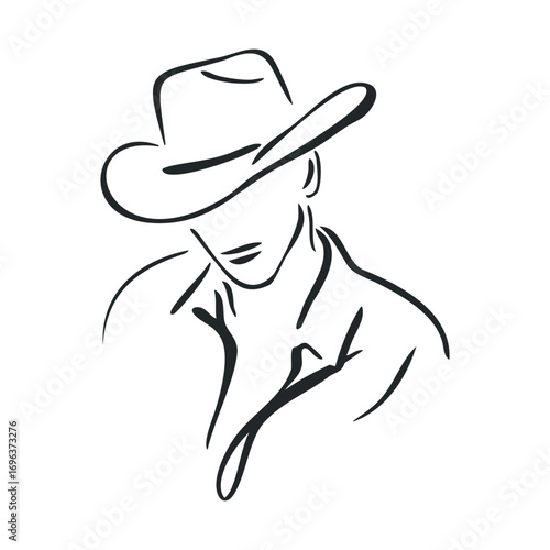 Cowboy silhouette design for a western inspired look. Vector line illustration