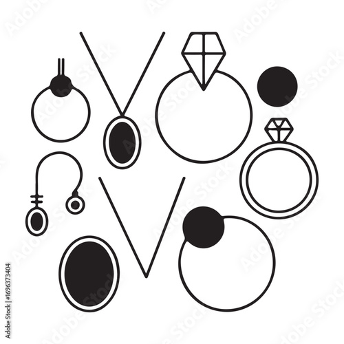 Minimal fashion jewelry icon collection