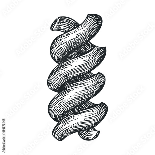 Hair styling concept with twisted strands for beauty design projects. Vector hand drawn illustration