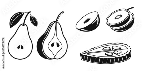 Pear Fruit and Tart Illustration
