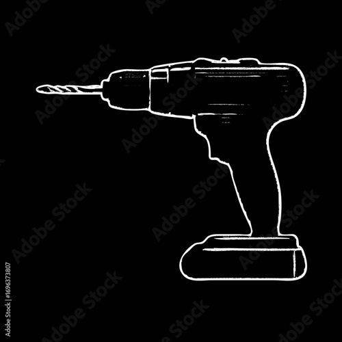 Power drill silhouette showcasing essential tool for various construction and DIY projects