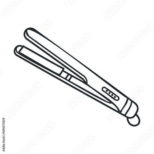 Sleek hair straightener design for modern styling needs. Vector line illustration