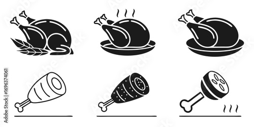 Roasted Chicken and Ham Leg Icons