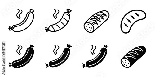 Sausage Icon Set, Hot and Delicious Food