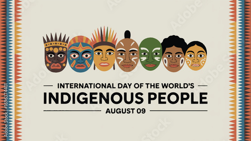 A Vibrant Graphic Design Banner for Celebrating the International Day of Indigenous Peoples, Promoting Global Cultural Awareness