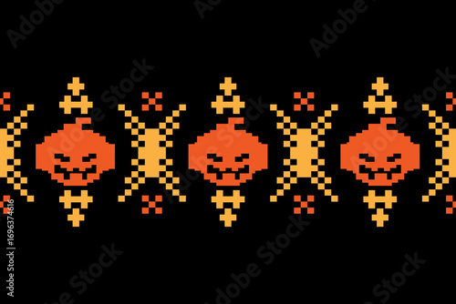 Pastel pixel folk pattern seamless geometric design.