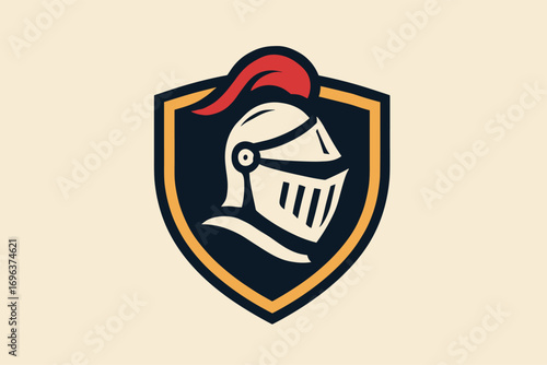 Knight helmet emblem shield medieval warrior protection symbol.