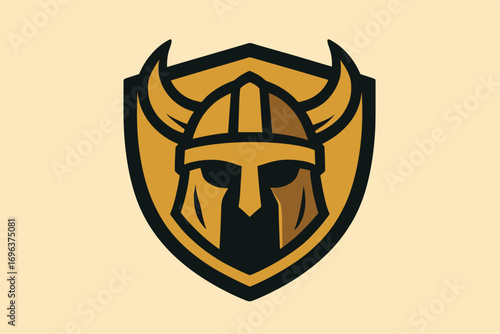 Viking Helmet Emblem - A Symbol of Strength and Protection.