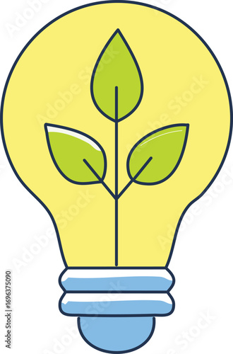A vibrant, eco-friendly vector graphic featuring a stylized light bulb with a bright yellow glow. This image is perfect for websites and articles related to environmental protection.